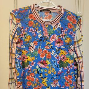 Zara floral and striped blouse